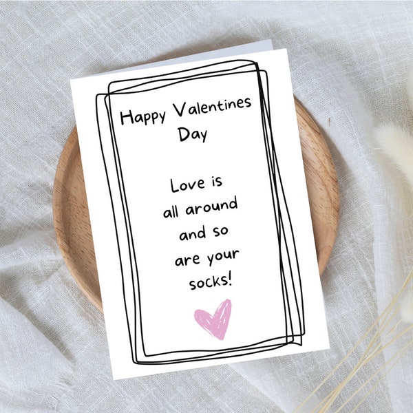 Fun Valentine's Day Card Socks Themed Download A4 For An A5 Card