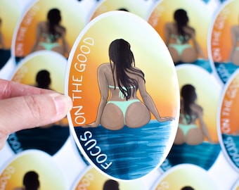 Motivation Sticker / Focus on the Good Ocean Mantra / Black Girl Sticker