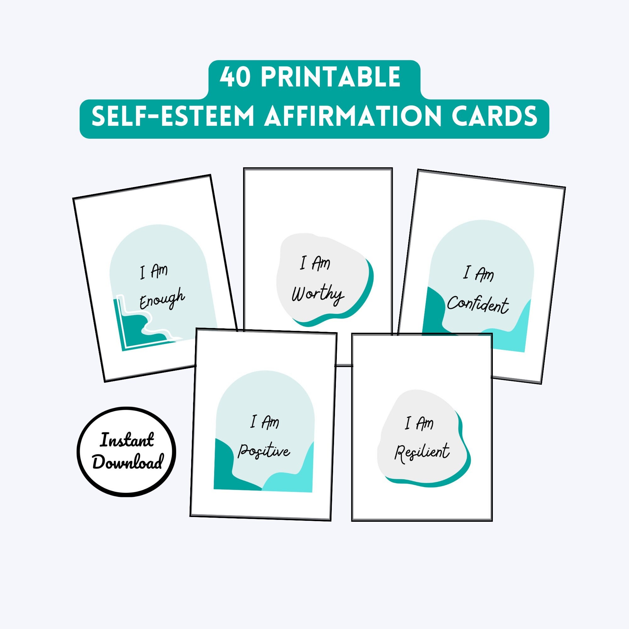 Printable Self-esteem Affirmation Cards, Positive Messages, Digital ...