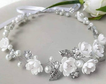First Communion flower and crystal hair wreath First Communion headpiece for girls