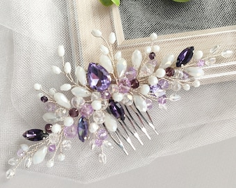Lavender Bridal Hair Comb Purple Hair Barrette Clip Amethyst  display picture 1