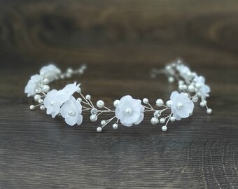 First Communion headband Floral hair piece