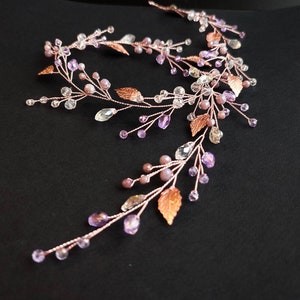Lila Haarteil rose gold Lila Hochzeit Haarteil Brautkranz