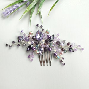 Purple wedding hair comb Lavender hair pin