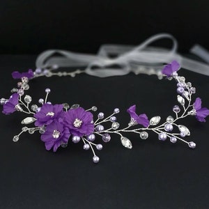 Flower girl crown Purple flower girl headband image 3