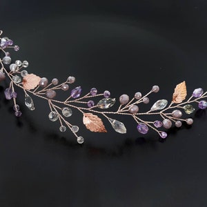 Lila Haarteil rose gold Lila Hochzeit Haarteil Brautkranz
