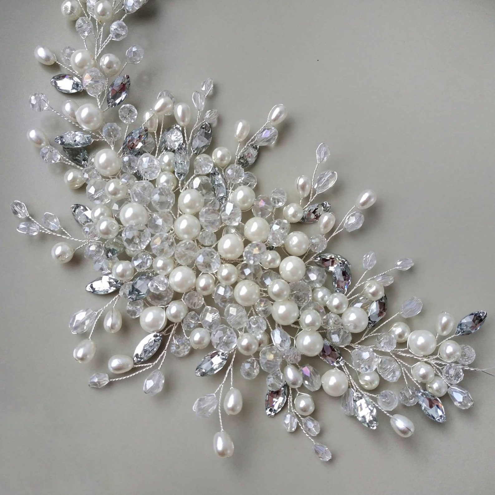 Pearl Bridal Hair Piece Wedding Hair Accessories Crystal Hair - Etsy