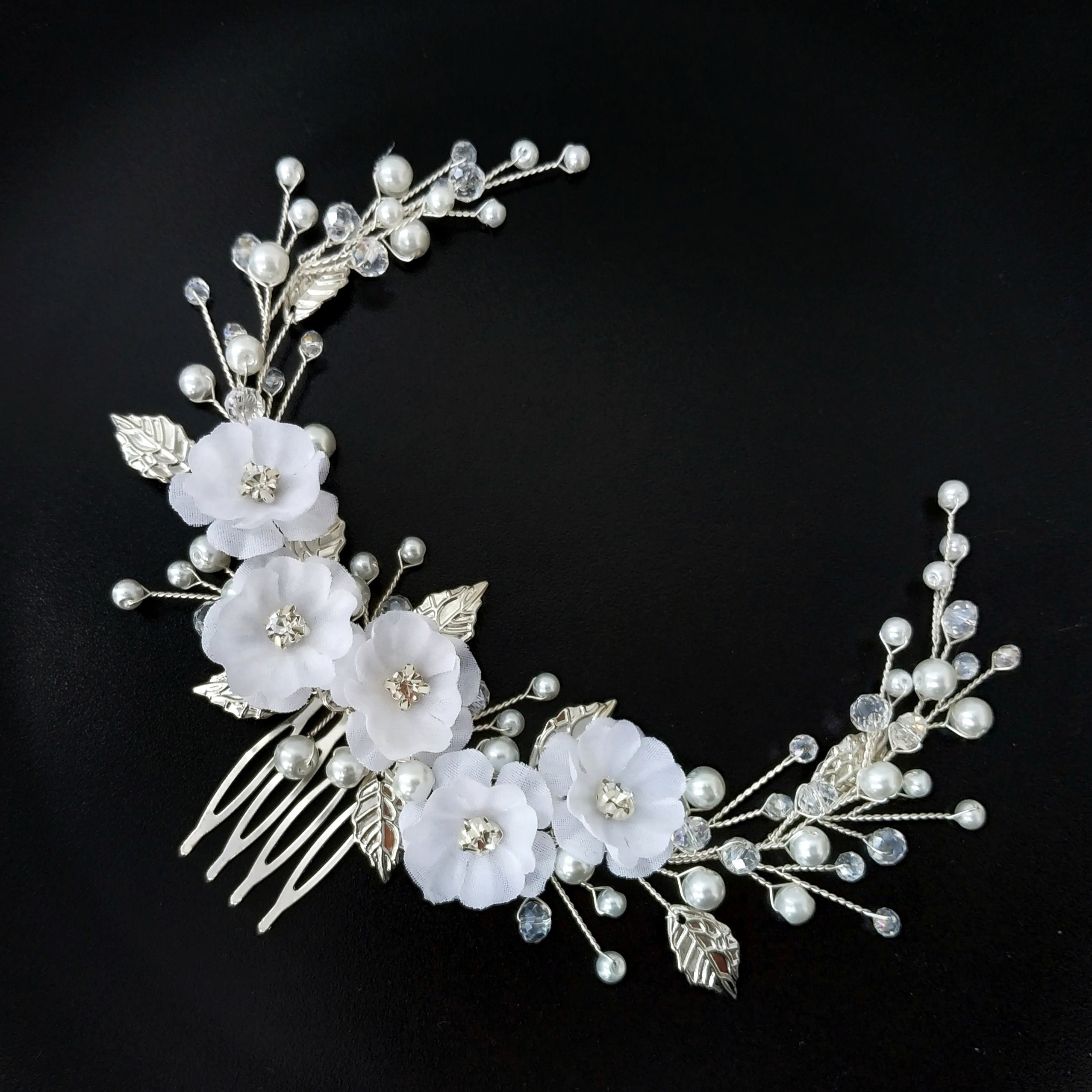 Woeoe Prinzessinnen-Kopfschmuck Mit Perlen – Für Hochzeit, Erstkommunion Oder Fotoshooting, Ca. 27,5 Cm