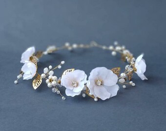 Gold flower girl crown