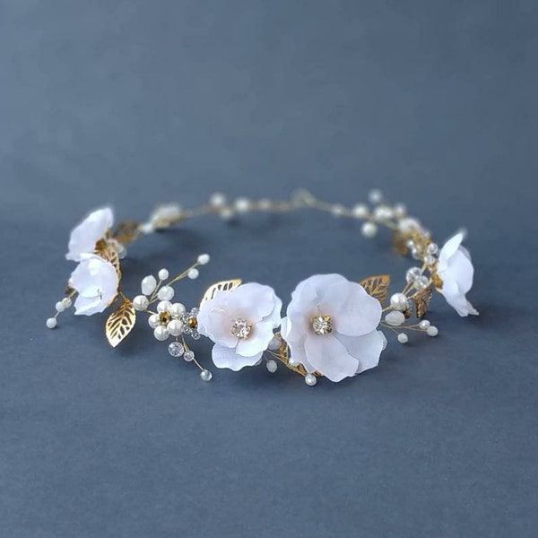 Gold flower girl crown