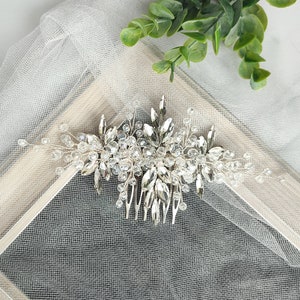 Crystal bridal hair comb Silver wedding hair jewellery