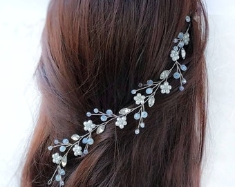 Bridal hair piece Blue opal hair piece Crystal wedding hair vine Bridal hair vine Wedding hair piece Bridal headpiece Flower headband