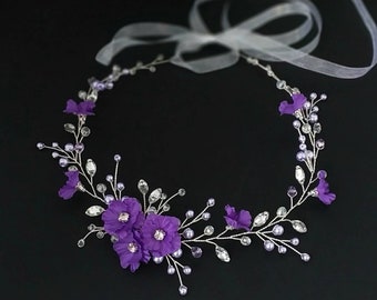 Flower girl crown Purple flower girl headband