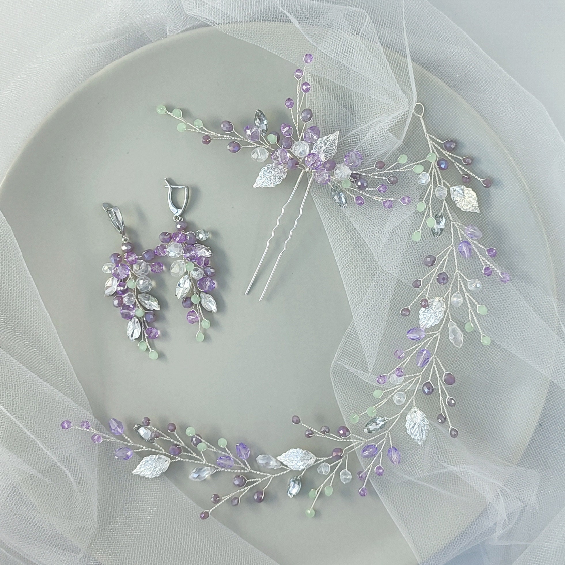 Lilac and Silver Hair Clip - Etsy display picture 1