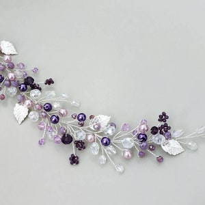 Bridal hair vine Purple hair piece Purple wedding hair piece