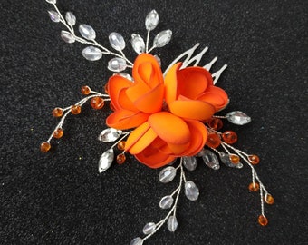 Tocado de novia de cristal naranja para novias, damas de honor y niñas de las flores Tocado de boda