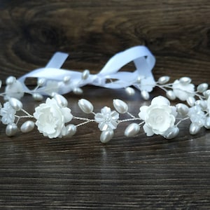 First Communion headband Floral hair wreath Communion headpiece