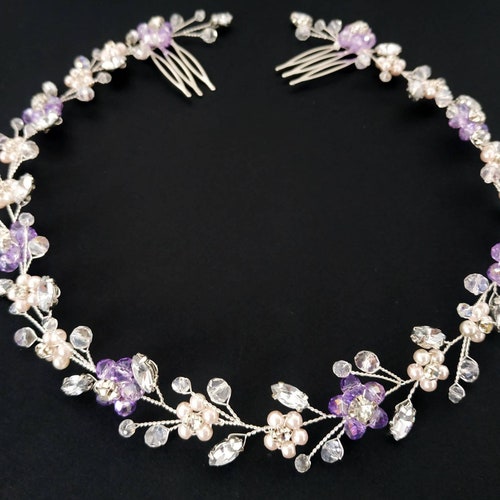 Purple Hair Piece Purple Wedding Hair Piece Bridal Hair Vine Etsy