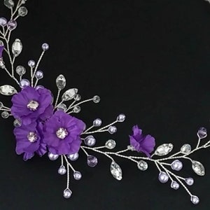 Flower girl crown Purple flower girl headband image 2