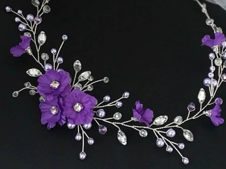 Flower girl crown Purple flower girl headband image 2