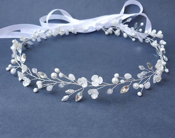 First Communion flower headband Floral hair wreath Communion headpiece