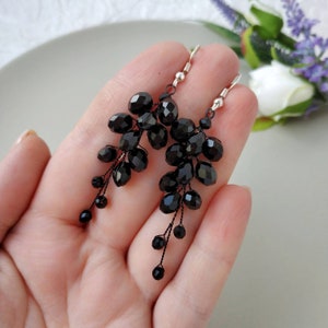 Gothic wedding earrings. Black crystal earrings Beaded earrings