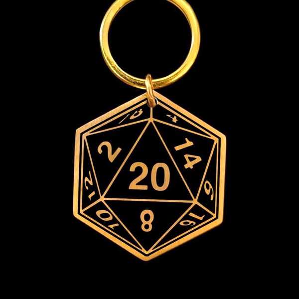 Stainless steel D20 Special Dice cat Tag bag sports key ring disc golf charm small medium large xl medal ID kitten board game gaming Dragons