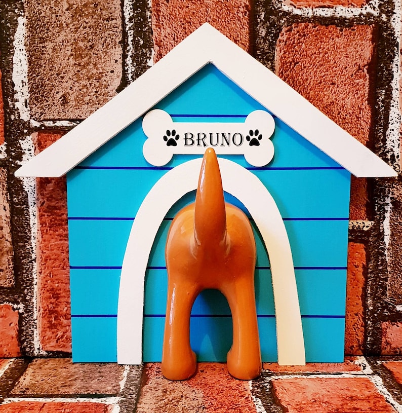 any name, any colour /& painted dog to look like your own Personalised painted Dog Lead Holder