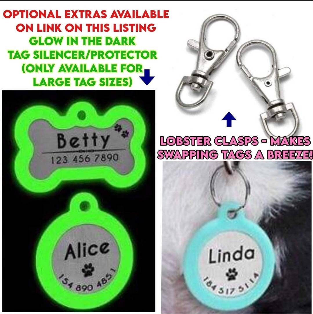 Dog Tag Clips Durable Dog ID Tag,304 Stainless Steel Quick Clip and Rings,Easy Change Pet ID Tag Holder for Dog Cat Collars and Harnesses