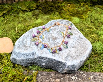 Dainty Purple Flower Charm Bracelet