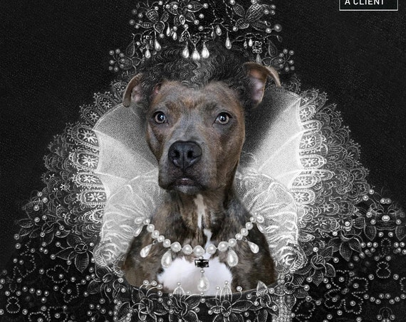Elizabeth I of England, Custom Pet Portraits, Medieval pet portrait, Renaissance dog portraits, Historical queen pet Funny gift by JAnovelty