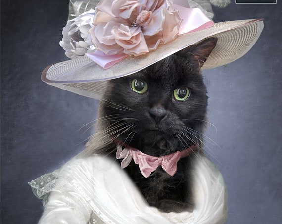 My fair lady Large hat, Personalized gift, Custom gift, Royal Pet, Regal pet portraits, Funny gift, Dog Portrait, by JAnovelty