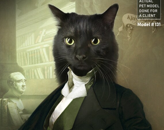 Victorian Gentleman, 18th Century, High class society, Scholar, Pet portrait, Custom Funny gift Portrait, Personalized gift by JAnovelty
