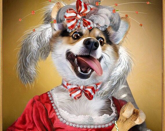 The Duchess 18th-century aristocrat lady, Custom Regal portrait, Funny portrait, Pet Portrait Painting, Custom Pet Portrait, by JAnovelty