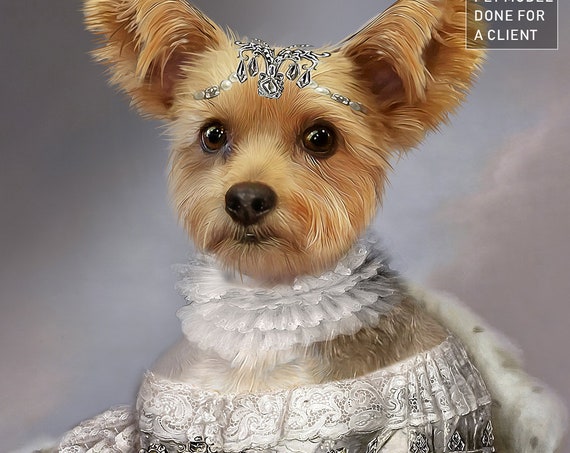 French Princess, Queen, 18 century, Personalized gift, Custom gift, Royal Pet, Regal pet portraits, Funny gift, Dog Portrait, by JAnovelty