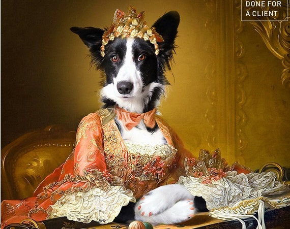Royal Woman Custom Pet Portraits, Dog or Cat Portrait, Neoclassical, 17 century, Digital personalized poster, Pet Portrait by JAnovelty