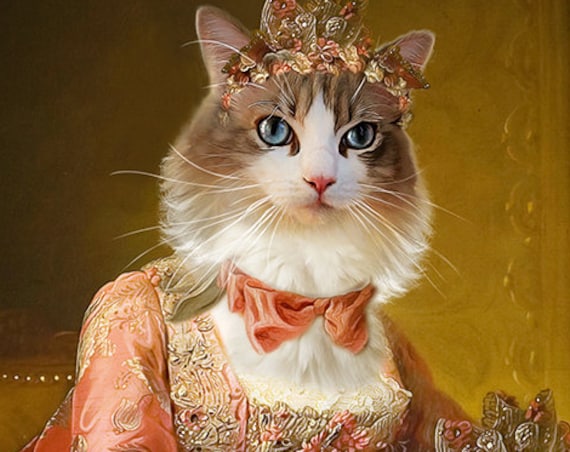 Royal Woman Custom Pet Portraits, Dog or Cat Portrait, Neoclassical, 17 century, Digital personalized poster, Pet Portrait by JAnovelty