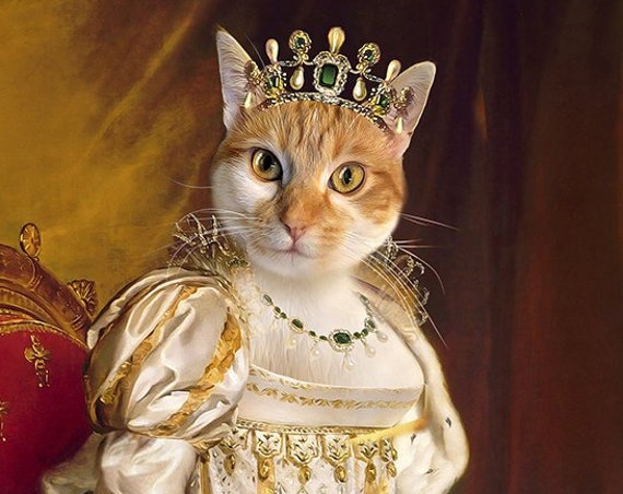 Josephine Coronation, Royal Woman Custom Pet Portraits, Dog or Cat Portrait, 17 century, Digital personalized Pet Portrait by JAnovelty