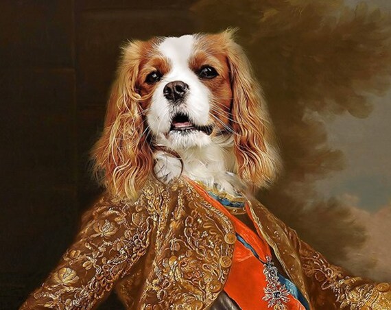 Your dog as King Charles III of Spain Personalized painting from photo | 17th Century Historical Costume | Personalized Gift