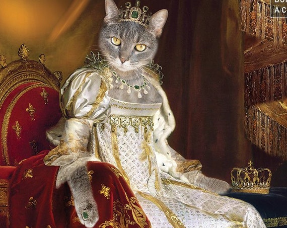 Josephine Coronation, Royal Woman Custom Pet Portraits, Dog or Cat Portrait, 17 century, Digital personalized Pet Portrait by JAnovelty