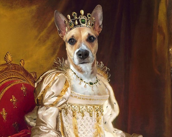 Josephine Coronation, Royal Woman Custom Pet Portraits, Dog or Cat Portrait, 17 century, Digital personalized Pet Portrait by JAnovelty