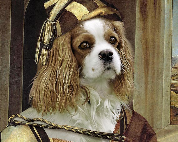 Albrecht Dürer Self-portrait, Custom pet portrait, Medieval dog portrait, Renaissance pet portraits, Funny gift, Dog lover by JAnovelty