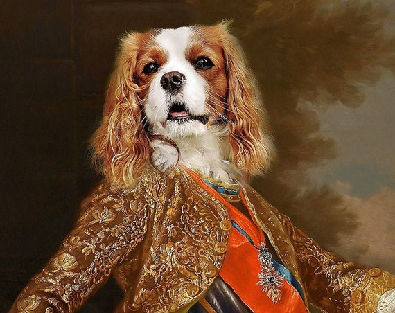 Your dog as King Charles III of Spain Personalized painting from photo | 17th Century Historical Costume | Personalized Gift