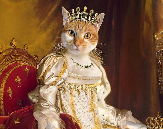Josephine Coronation, Royal Woman, Custom Pet Portrait, Dog or Cat Portrait, 17 century, Digital personalized Pet Portrait by JAnovelty