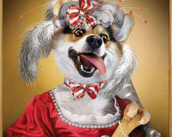 The Duchess 18th-century aristocrat lady, Custom Regal portrait, Funny portrait, Pet Portrait Painting, Custom Pet Portrait, by JAnovelty