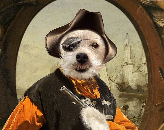 Pirate portrait, Bandit, Gift for men, Classical art, Victorian portrait, Pet portrait, Renaissance portraits by JAnovelty
