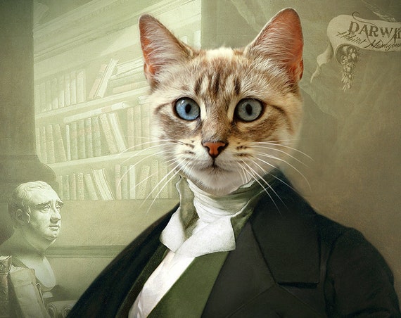 Victorian Gentleman, 18th Century, High class society, Scholar, Pet portrait, Custom Funny gift Portrait, Personalized gift by JAnovelty