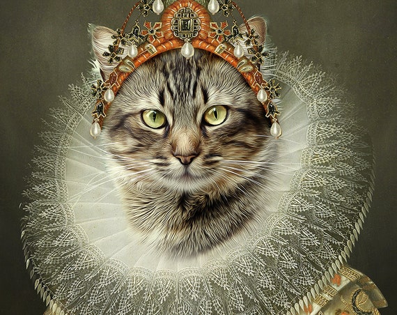 Aristocrat cat, Cat lover, Royal pet portrait, Renaissance pet portraits, Regal cat, Medieval pet portrait, Custom pet portrait by janovelty