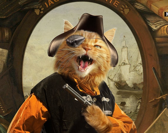Pirate portrait, Gift for men, classical art, Victorian portrait, Renaissance portraits by janovelty