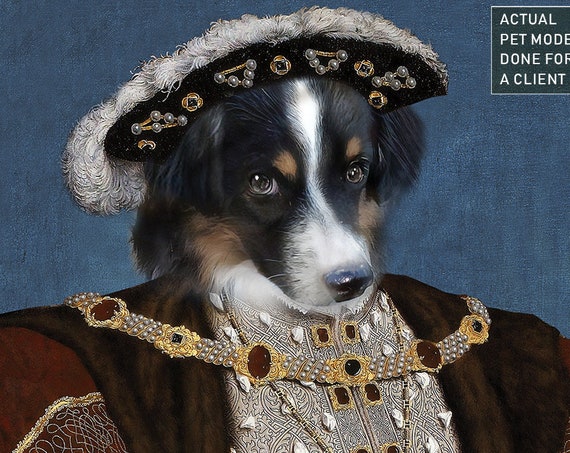Henry VIII of England, Custom Pet Portrait, Dog Portrait, Renaissance Portrait, Regal Pet Portrait, Commission Pet Art, byJAnoveltyArt